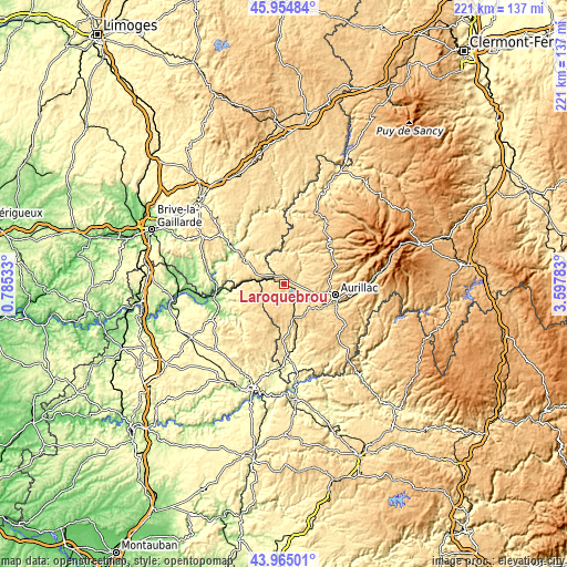 Topographic map of Laroquebrou