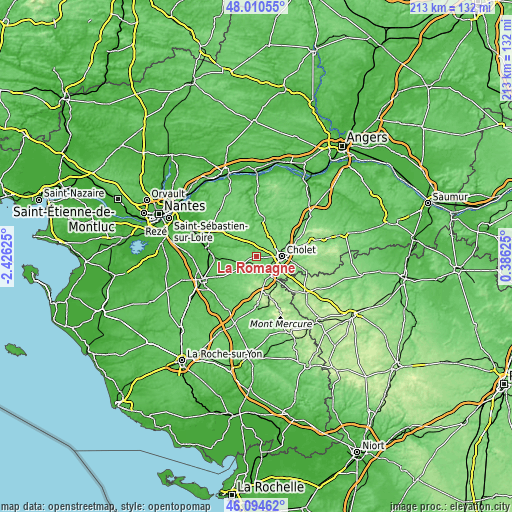 Topographic map of La Romagne