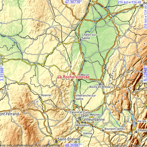 Topographic map of La Roche-Vineuse