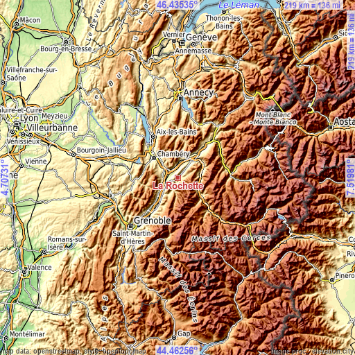 Topographic map of La Rochette