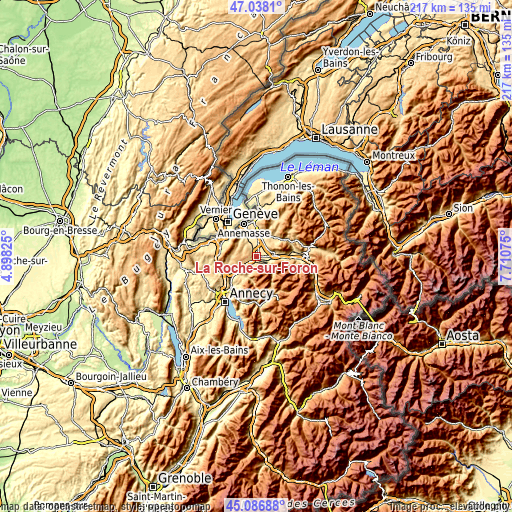 Topographic map of La Roche-sur-Foron