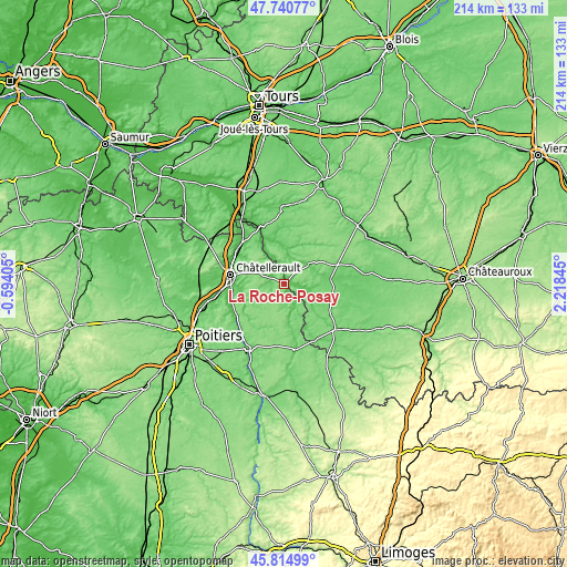 Topographic map of La Roche-Posay