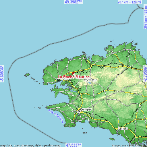 Topographic map of La Roche-Maurice