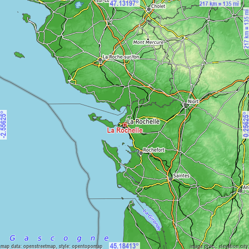 Topographic map of La Rochelle