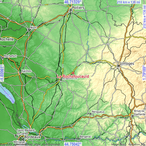 Topographic map of La Rochefoucauld