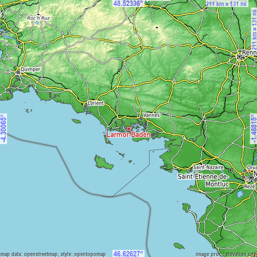 Topographic map of Larmor-Baden