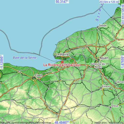 Topographic map of La Rivière-Saint-Sauveur