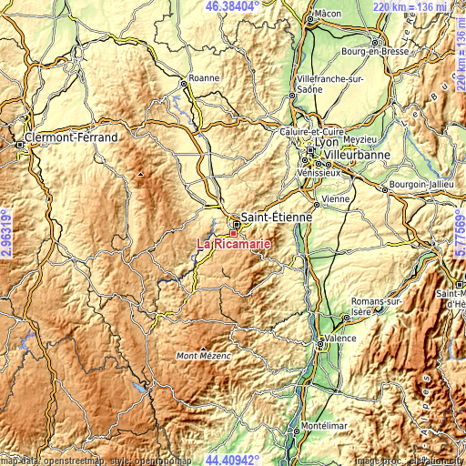 Topographic map of La Ricamarie