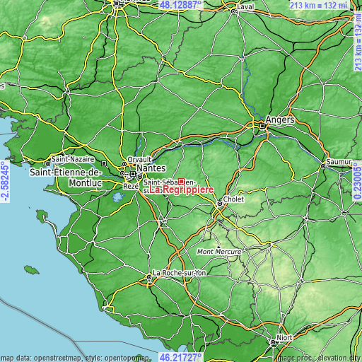 Topographic map of La Regrippière