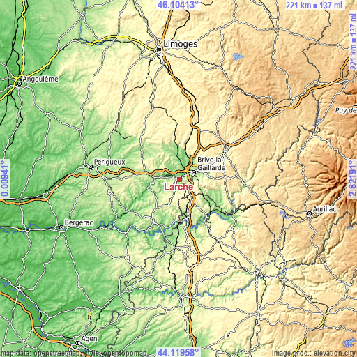 Topographic map of Larche