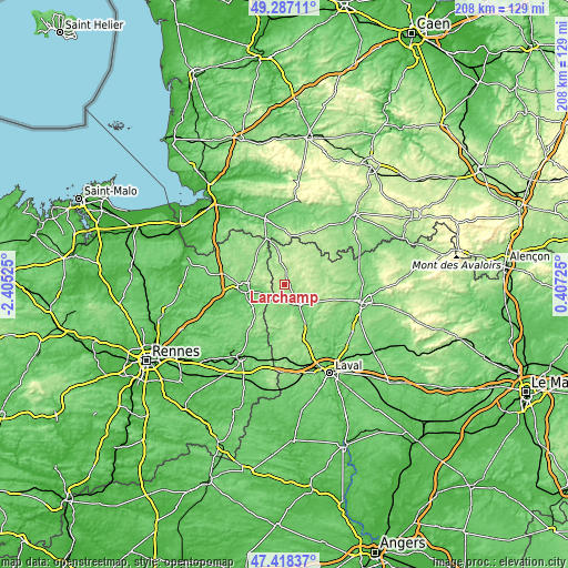 Topographic map of Larchamp