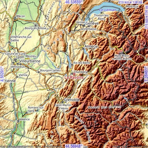 Topographic map of La Ravoire