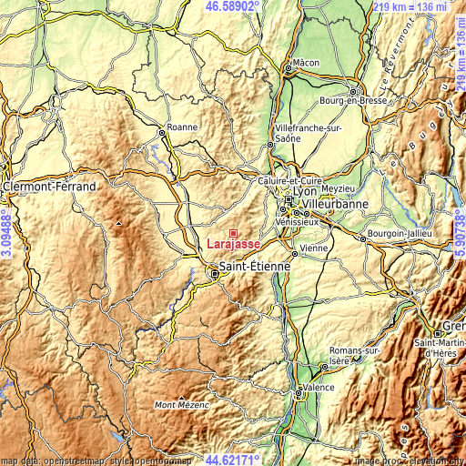 Topographic map of Larajasse