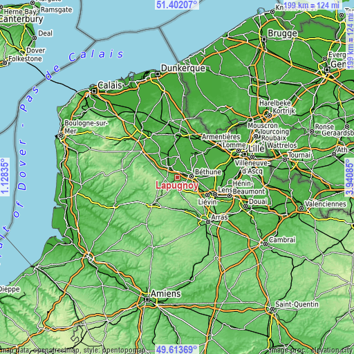 Topographic map of Lapugnoy