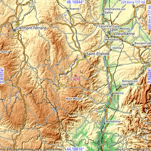 Topographic map of Lapte