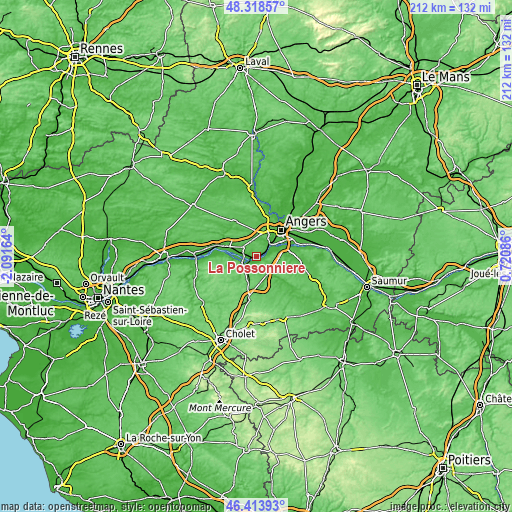 Topographic map of La Possonnière