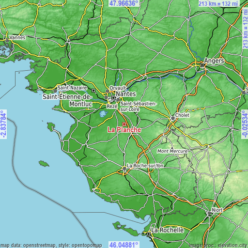Topographic map of La Planche