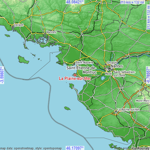 Topographic map of La Plaine-sur-Mer