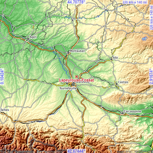 Topographic map of Lapeyrouse-Fossat