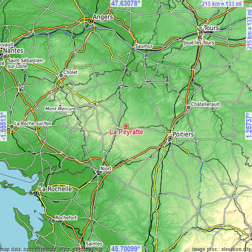 Topographic map of La Peyratte