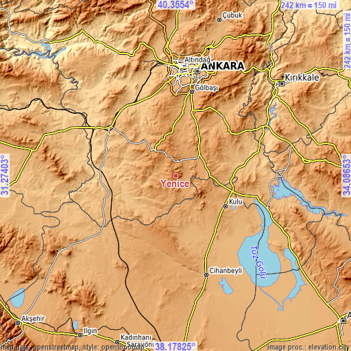Topographic map of Yenice