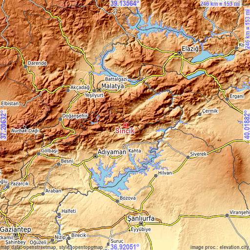 Topographic map of Sincik