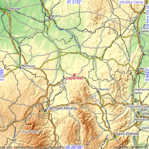 Topographic map of Lapalisse