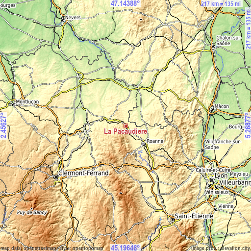 Topographic map of La Pacaudière