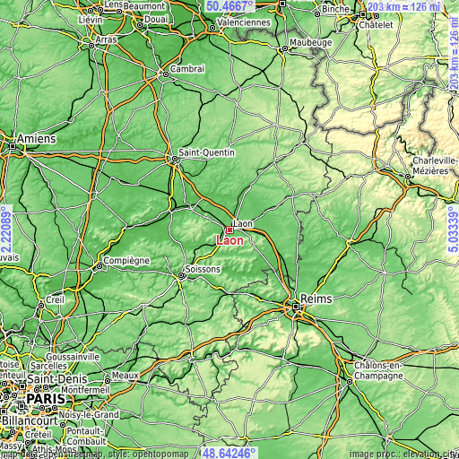 Topographic map of Laon