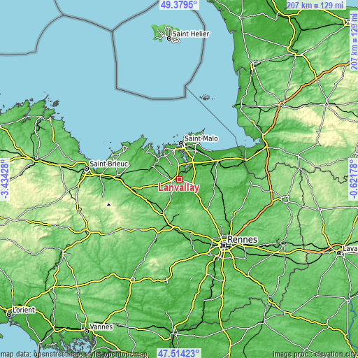 Topographic map of Lanvallay