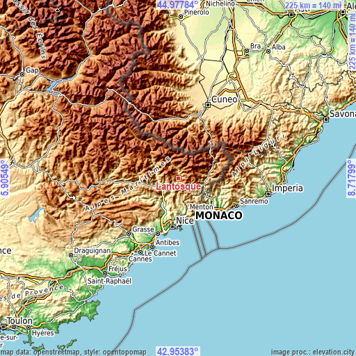 Topographic map of Lantosque