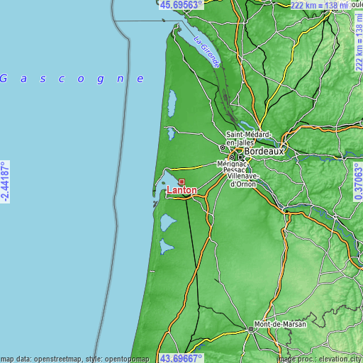 Topographic map of Lanton