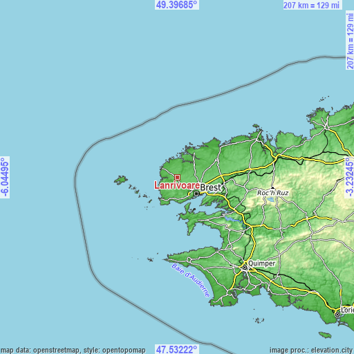 Topographic map of Lanrivoaré