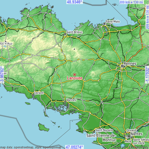 Topographic map of Lanouée