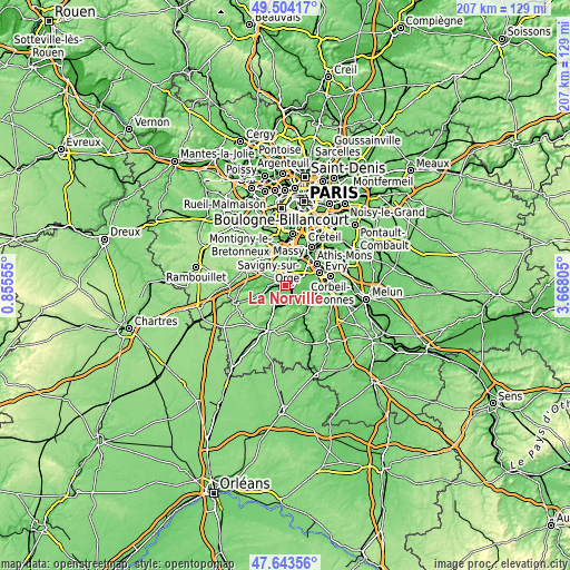 Topographic map of La Norville