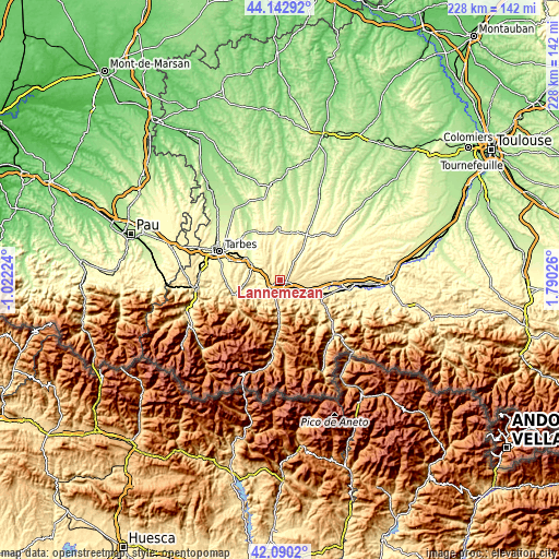 Topographic map of Lannemezan