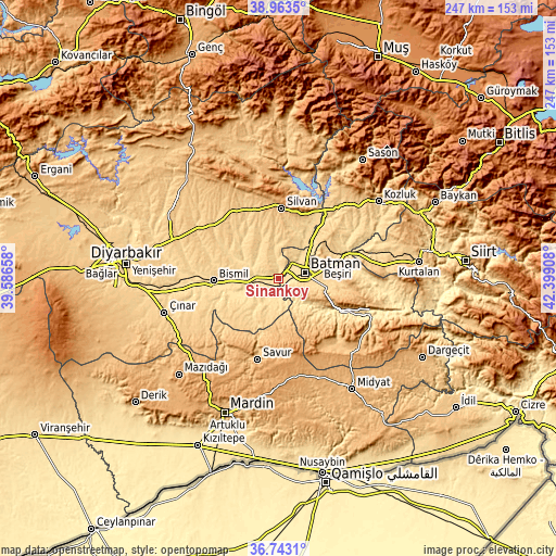 Topographic map of Sinanköy