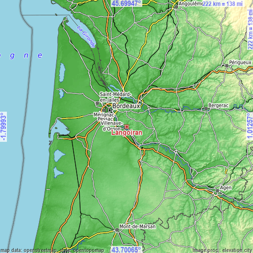 Topographic map of Langoiran