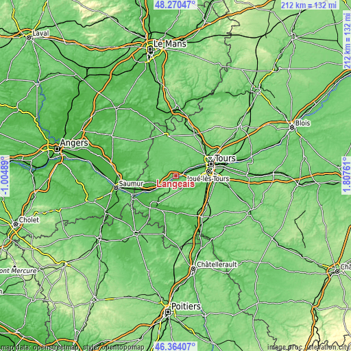 Topographic map of Langeais