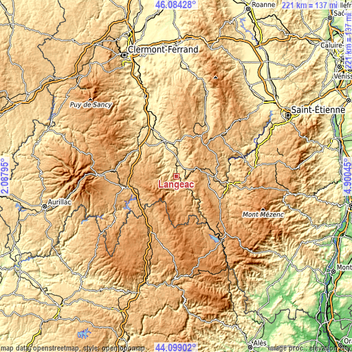 Topographic map of Langeac