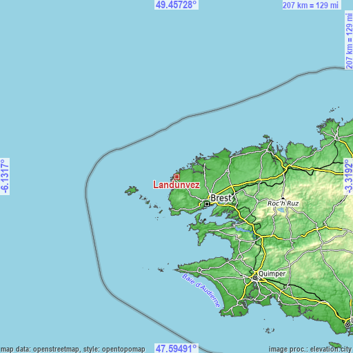 Topographic map of Landunvez