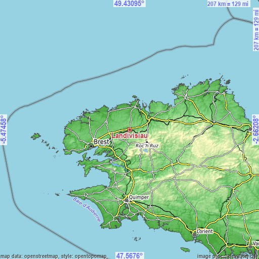 Topographic map of Landivisiau