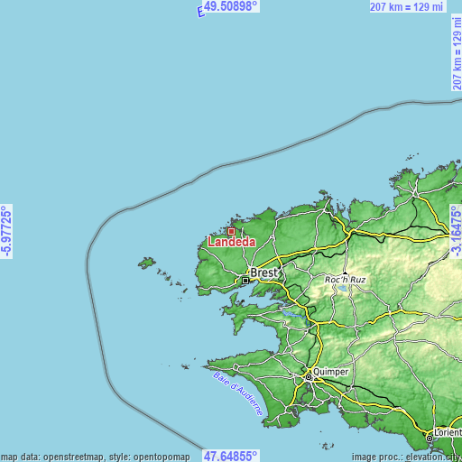 Topographic map of Landéda