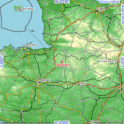 Topographic map of Landéan