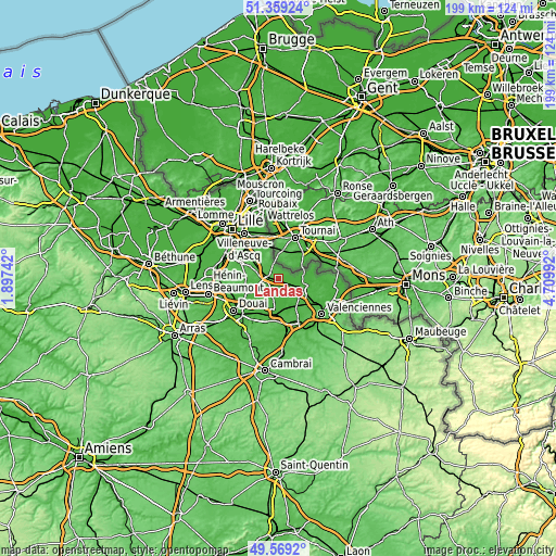 Topographic map of Landas