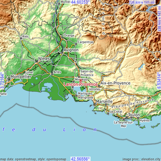 Topographic map of Lançon-Provence