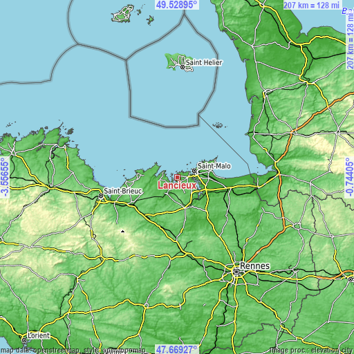 Topographic map of Lancieux