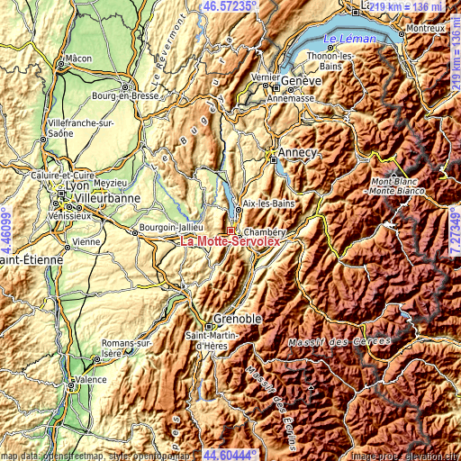 Topographic map of La Motte-Servolex
