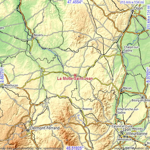 Topographic map of La Motte-Saint-Jean