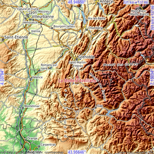 Topographic map of La Motte-d’Aveillans